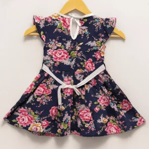 Navy Bloom Embroidered Frock